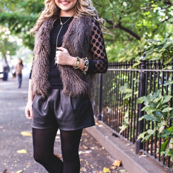Faux Fur Brown Feathery Vest with Sweater Back. - Picture 1 of 12